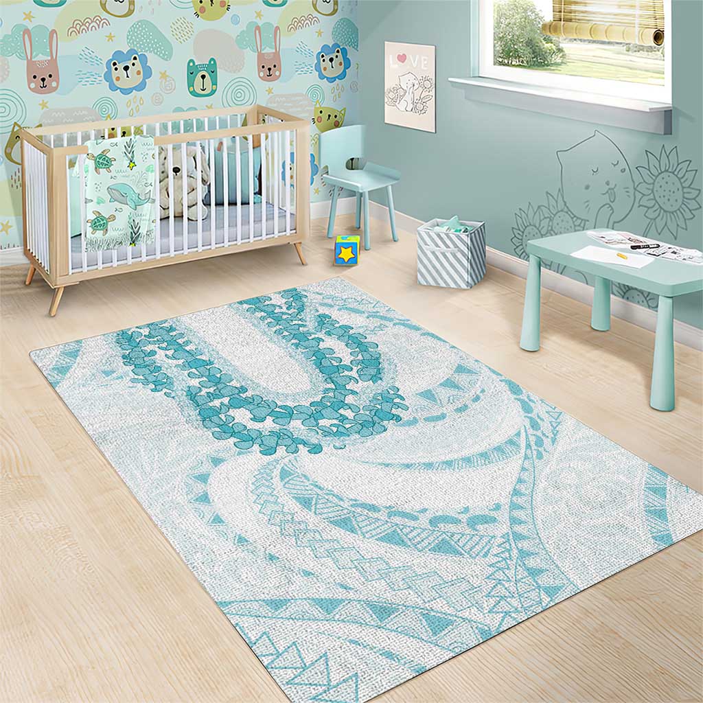 Aloha Lei Onaona Area Rug Teal Hawaiian Tribal Pattern
