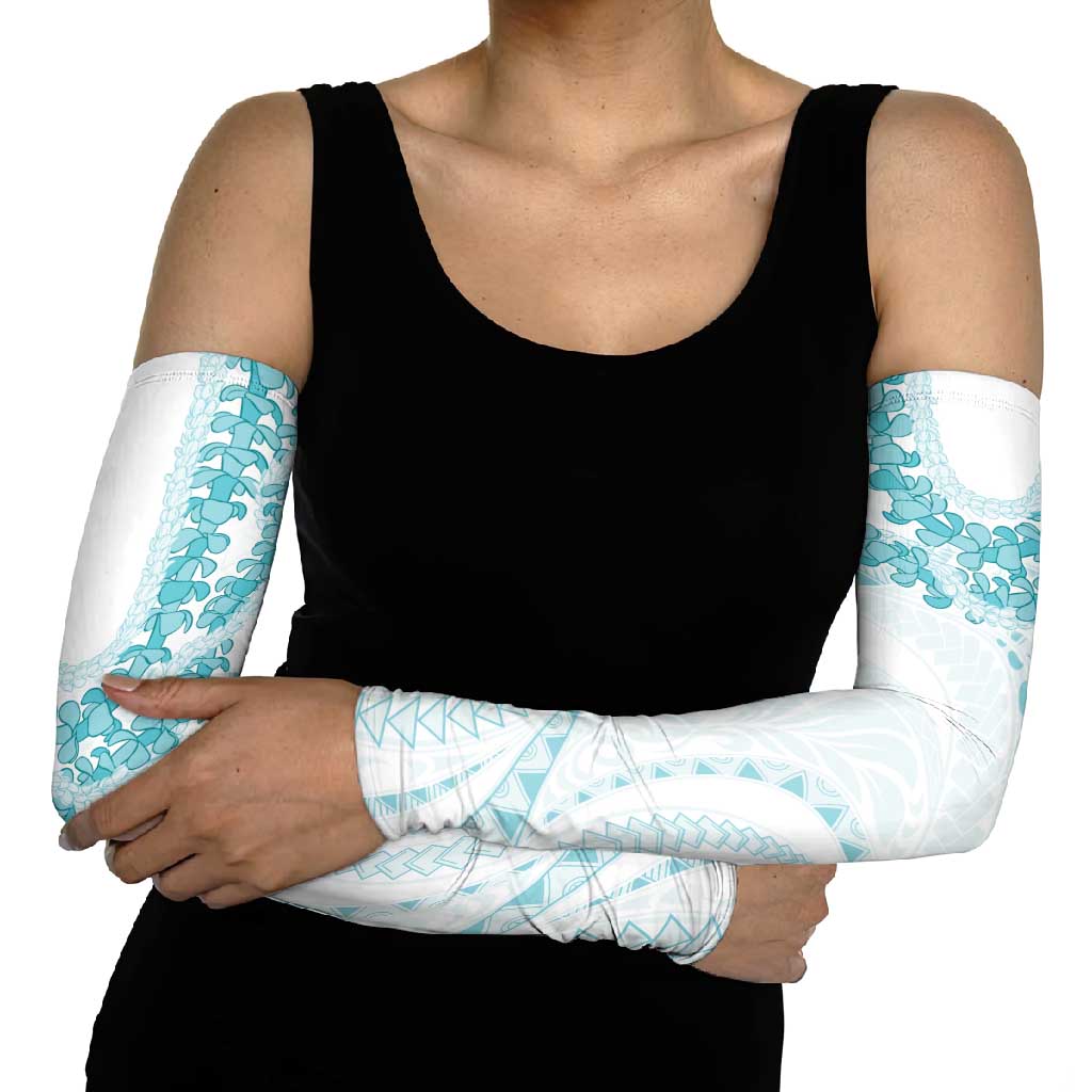 Aloha Lei Onaona Arm Sleeves Teal Hawaiian Tribal Pattern - Polynesian Pride
