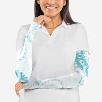 Aloha Lei Onaona Arm Sleeves Teal Hawaiian Tribal Pattern - Polynesian Pride