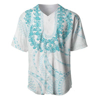 Aloha Lei Onaona Baseball Jersey Teal Hawaiian Tribal Pattern