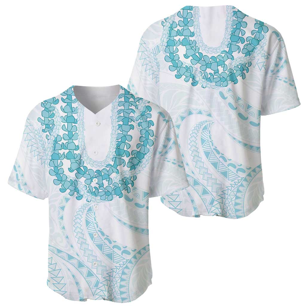 Aloha Lei Onaona Baseball Jersey Teal Hawaiian Tribal Pattern