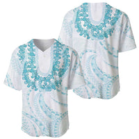 Aloha Lei Onaona Baseball Jersey Teal Hawaiian Tribal Pattern