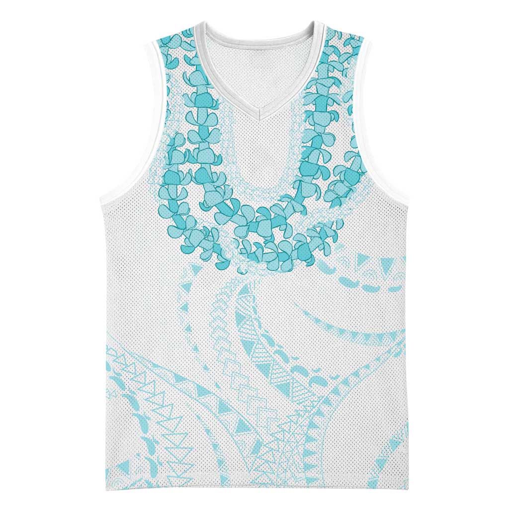 Aloha Lei Onaona Basketball Jersey Teal Hawaiian Tribal Pattern - Polynesian Pride