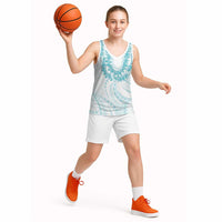 Aloha Lei Onaona Basketball Jersey Teal Hawaiian Tribal Pattern - Polynesian Pride