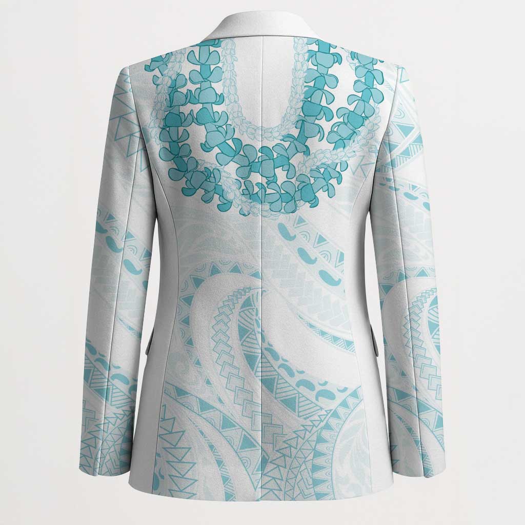 Aloha Lei Onaona Blazer Teal Hawaiian Tribal Pattern - Polynesian Pride