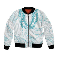 Aloha Lei Onaona Bomber Jacket Teal Hawaiian Tribal Pattern LT9 Unisex Teal - Polynesian Pride