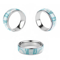 Aloha Lei Onaona Classic Ring Teal Hawaiian Tribal Pattern LT9 - Polynesian Pride