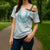 Aloha Lei Onaona Cross Shoulder Shirt Teal Hawaiian Tribal Pattern - Polynesian Pride
