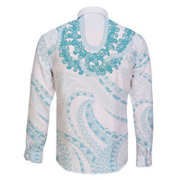 Aloha Lei Onaona Family Matching Off Shoulder Short Dress and Hawaiian Shirt Teal Hawaiian Tribal Pattern LT9 - Polynesian Pride