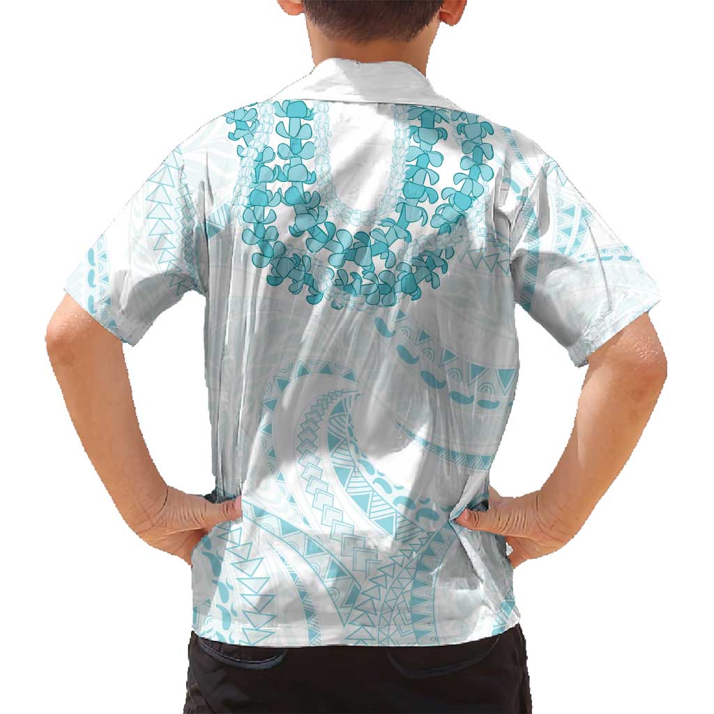 Aloha Lei Onaona Family Matching Puletasi and Hawaiian Shirt Teal Hawaiian Tribal Pattern