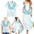 Aloha Lei Onaona Family Matching Summer Maxi Dress and Hawaiian Shirt Teal Hawaiian Tribal Pattern