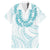Aloha Lei Onaona Family Matching Summer Maxi Dress and Hawaiian Shirt Teal Hawaiian Tribal Pattern