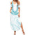 Aloha Lei Onaona Family Matching Summer Maxi Dress and Hawaiian Shirt Teal Hawaiian Tribal Pattern