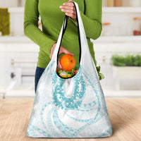 Aloha Lei Onaona Grocery Bag Teal Hawaiian Tribal Pattern