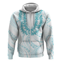 Aloha Lei Onaona Hoodie Teal Hawaiian Tribal Pattern