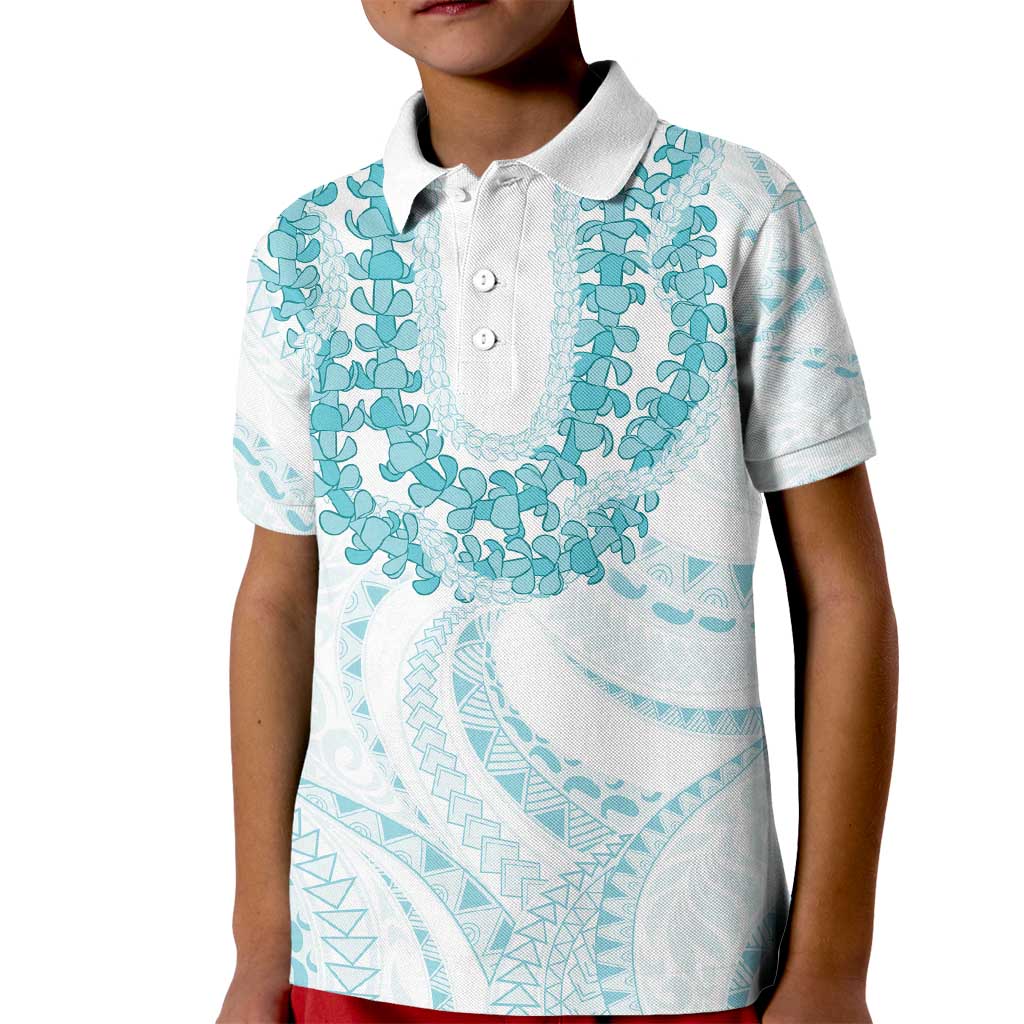 Aloha Lei Onaona Kid Polo Shirt Teal Hawaiian Tribal Pattern