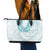 Aloha Lei Onaona Leather Tote Bag Teal Hawaiian Tribal Pattern