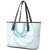 Aloha Lei Onaona Leather Tote Bag Teal Hawaiian Tribal Pattern