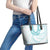 Aloha Lei Onaona Leather Tote Bag Teal Hawaiian Tribal Pattern