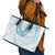 Aloha Lei Onaona Leather Tote Bag Teal Hawaiian Tribal Pattern
