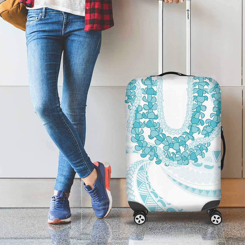 Aloha Lei Onaona Luggage Cover Teal Hawaiian Tribal Pattern