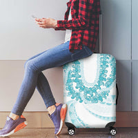 Aloha Lei Onaona Luggage Cover Teal Hawaiian Tribal Pattern