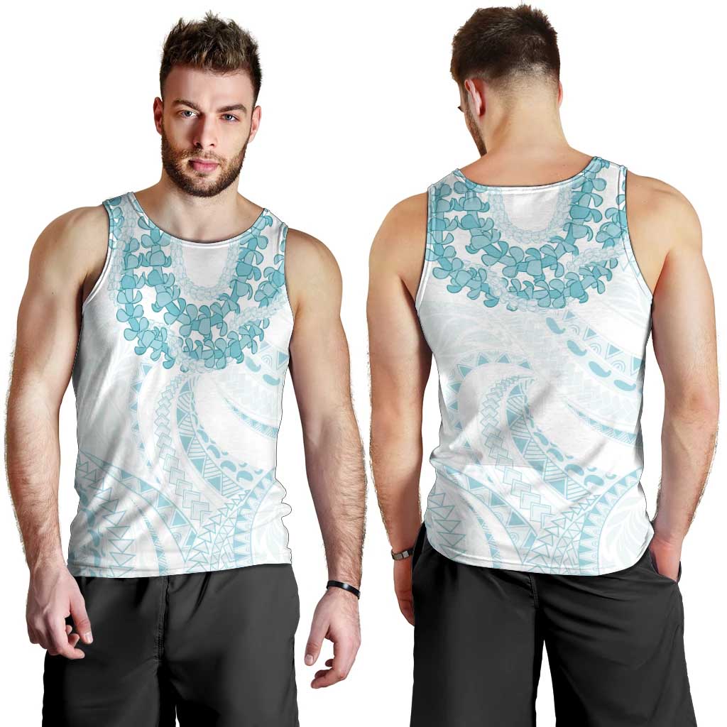 Aloha Lei Onaona Men Tank Top Teal Hawaiian Tribal Pattern