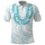 Aloha Lei Onaona Polo Shirt Teal Hawaiian Tribal Pattern