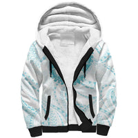 Aloha Lei Onaona Sherpa Hoodie Teal Hawaiian Tribal Pattern