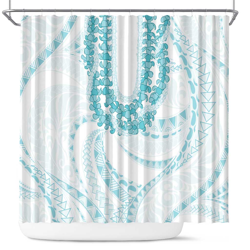 Aloha Lei Onaona Shower Curtain Teal Hawaiian Tribal Pattern