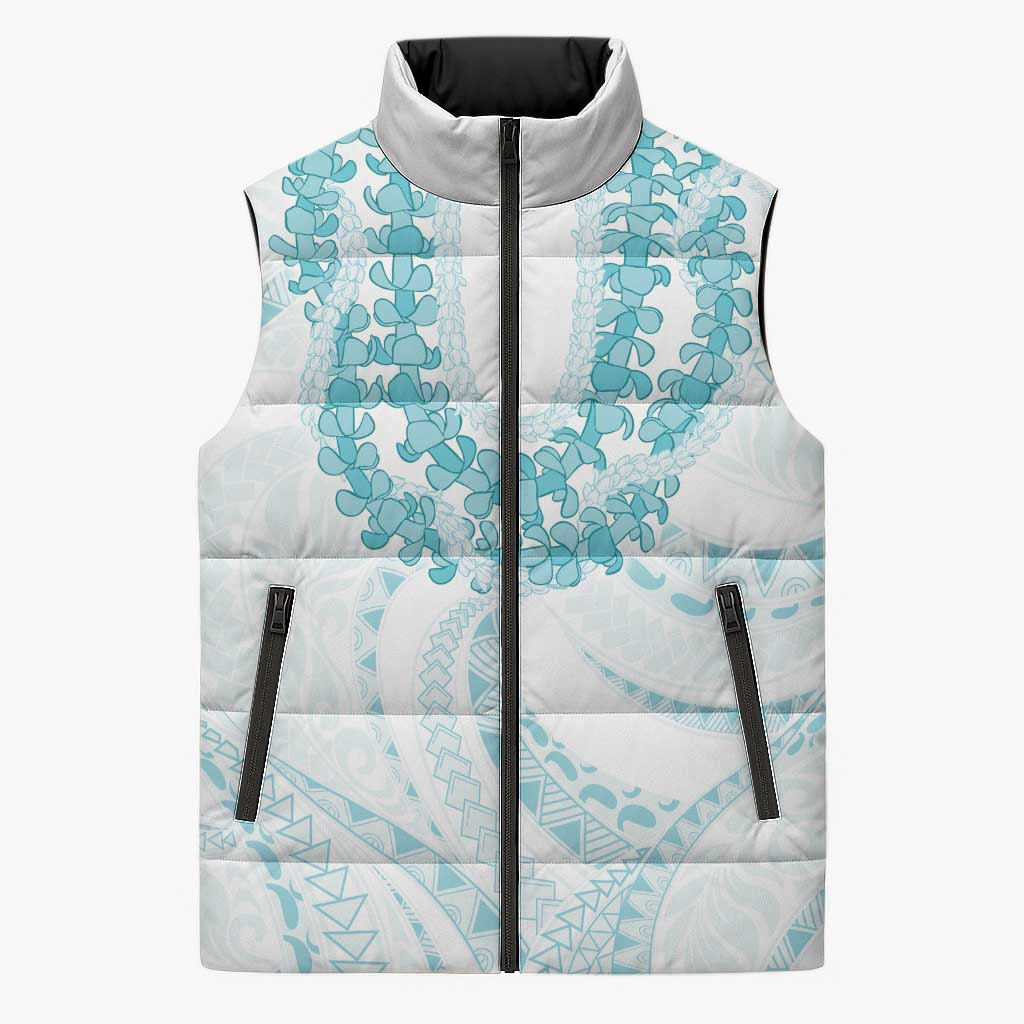 Aloha Lei Onaona Sleeveless Puffer Jacket Teal Hawaiian Tribal Pattern - Polynesian Pride