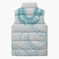 Aloha Lei Onaona Sleeveless Puffer Jacket Teal Hawaiian Tribal Pattern - Polynesian Pride