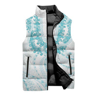 Aloha Lei Onaona Sleeveless Puffer Jacket Teal Hawaiian Tribal Pattern - Polynesian Pride