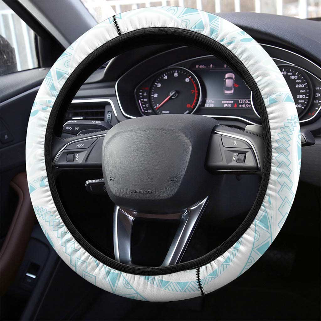 Aloha Lei Onaona Steering Wheel Cover Teal Hawaiian Tribal Pattern