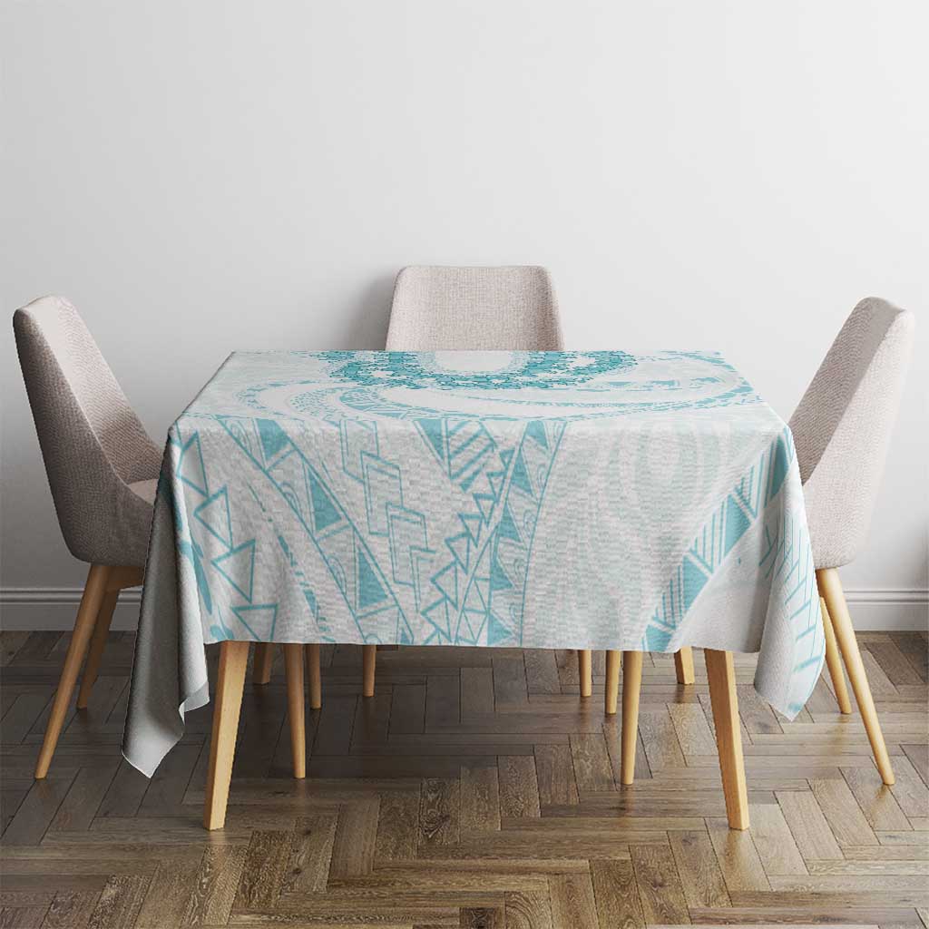 Aloha Lei Onaona Tablecloth Teal Hawaiian Tribal Pattern