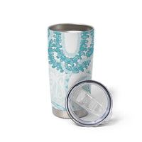Aloha Lei Onaona Tumbler Cup Teal Hawaiian Tribal Pattern