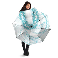 Aloha Lei Onaona Umbrella Teal Hawaiian Tribal Pattern - Polynesian Pride