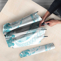 Aloha Lei Onaona Umbrella Teal Hawaiian Tribal Pattern - Polynesian Pride