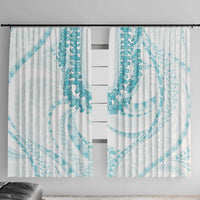 Aloha Lei Onaona Window Curtain Teal Hawaiian Tribal Pattern