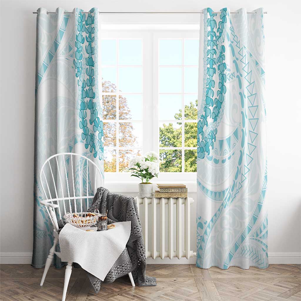 Aloha Lei Onaona Window Curtain Teal Hawaiian Tribal Pattern