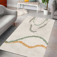 Aloha Lei Mikioi Area Rug Beige Polynesian Tribal Tatau Pattern