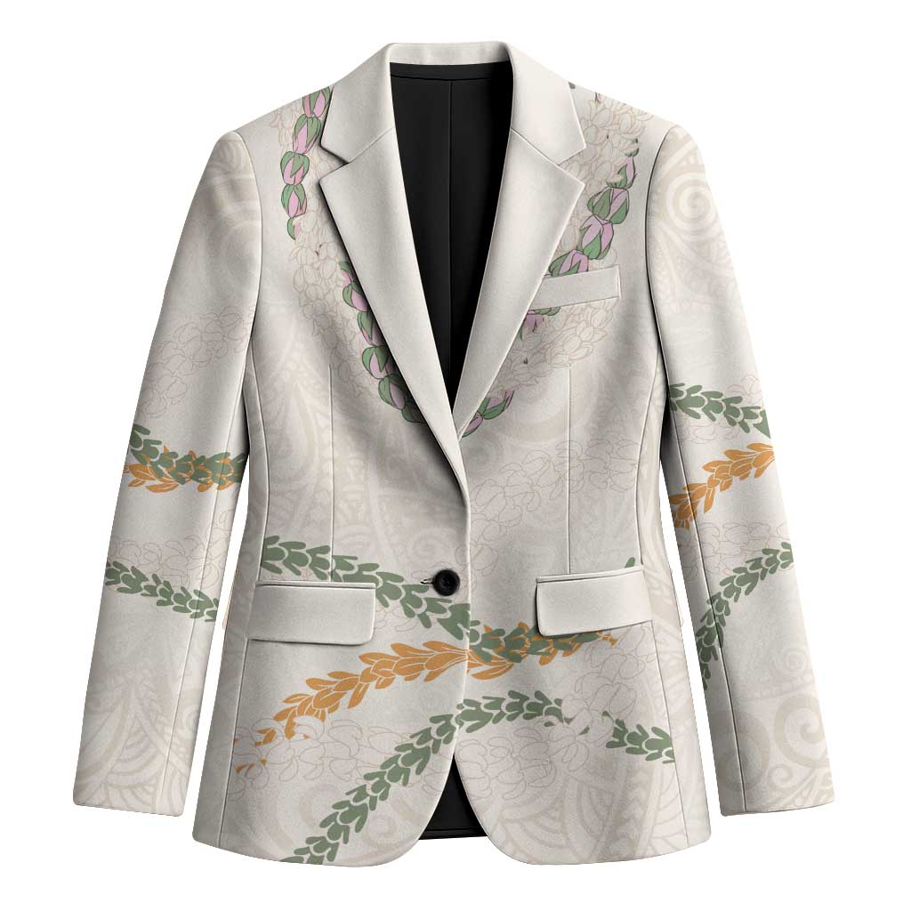 Aloha Lei Mikioi Blazer Beige Polynesian Tribal Tatau Pattern - Polynesian Pride