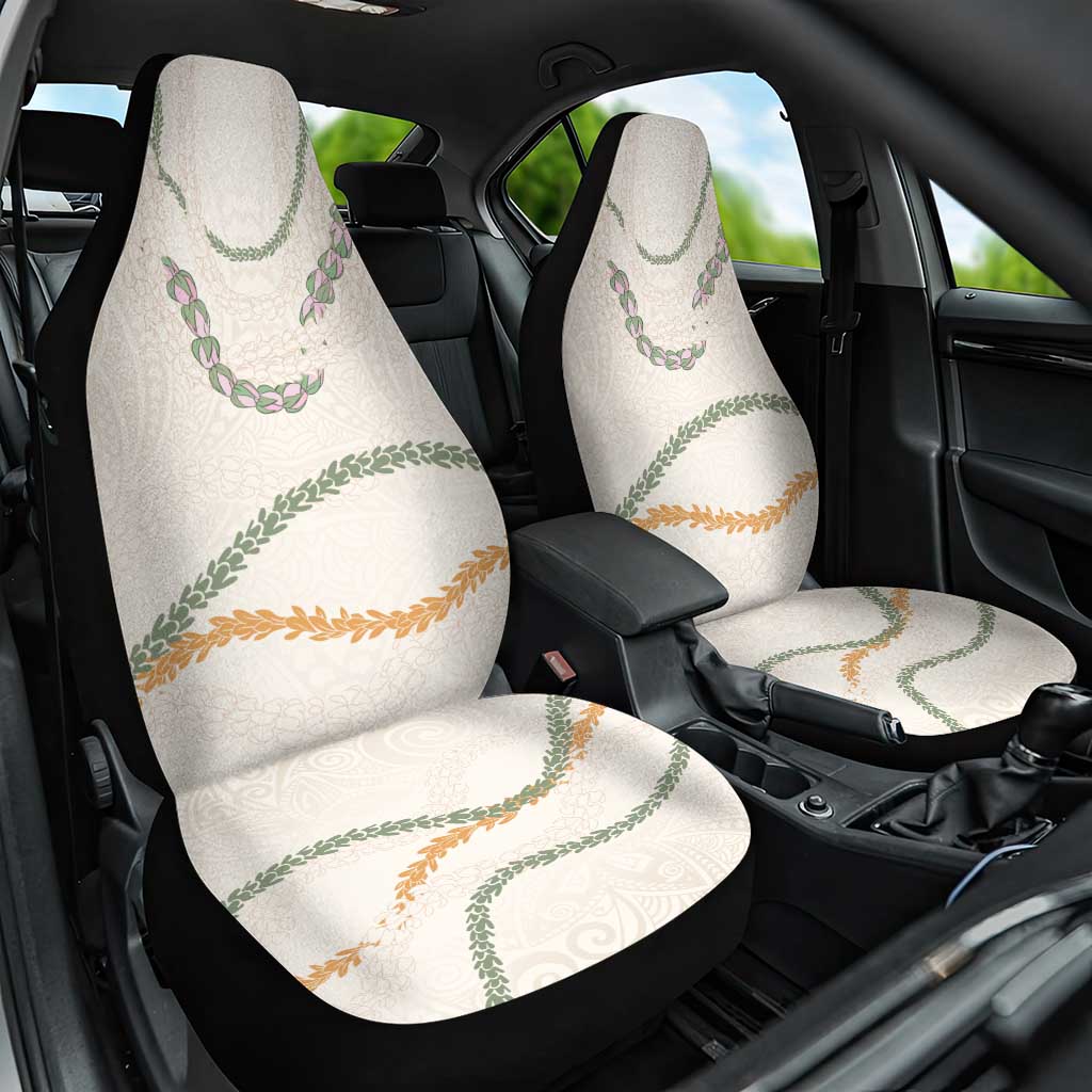 Aloha Lei Mikioi Car Seat Cover Beige Polynesian Tribal Tatau Pattern