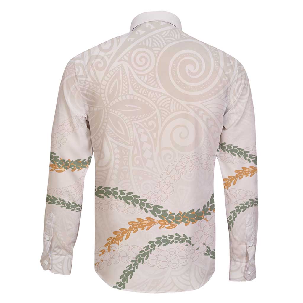 Aloha Lei Mikioi Family Matching Off Shoulder Short Dress and Hawaiian Shirt Beige Polynesian Tribal Tatau Pattern LT9 - Polynesian Pride