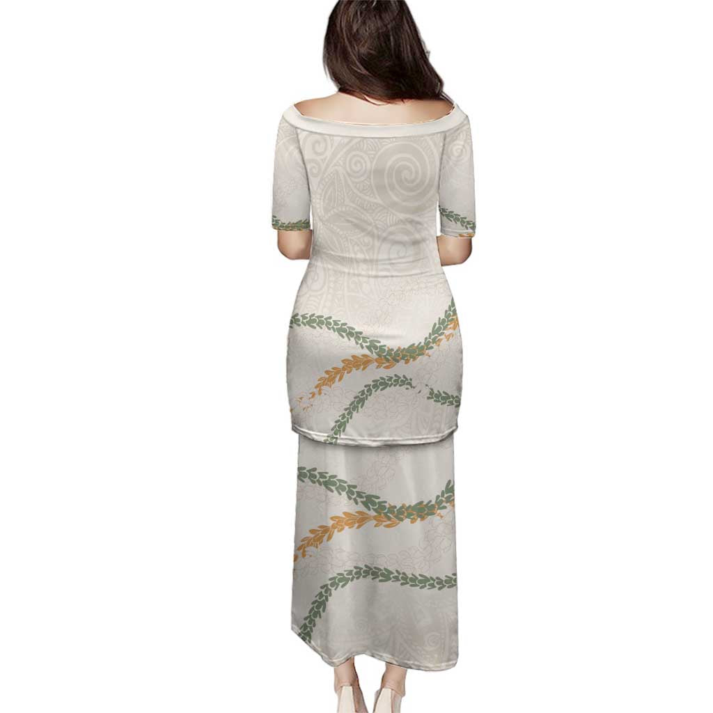 Aloha Lei Mikioi Family Matching Puletasi and Hawaiian Shirt Beige Polynesian Tribal Tatau Pattern LT9 - Polynesian Pride