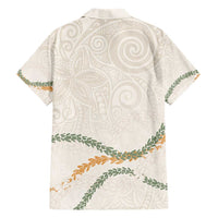 Aloha Lei Mikioi Family Matching Short Sleeve Bodycon Dress and Hawaiian Shirt Beige Polynesian Tribal Tatau Pattern