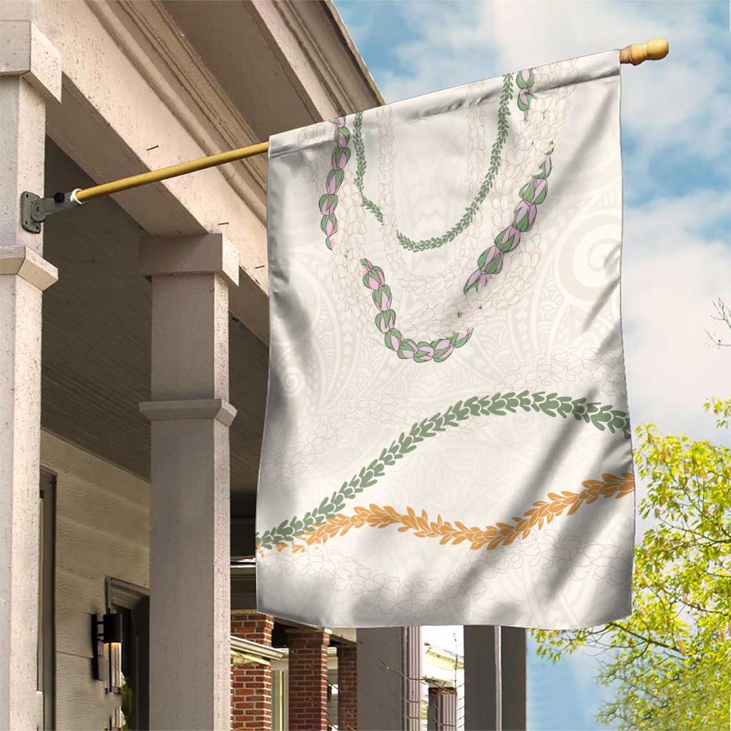 Aloha Lei Mikioi Garden Flag Beige Polynesian Tribal Tatau Pattern