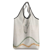 Aloha Lei Mikioi Grocery Bag Beige Polynesian Tribal Tatau Pattern