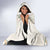 Aloha Lei Mikioi Hooded Blanket Beige Polynesian Tribal Tatau Pattern