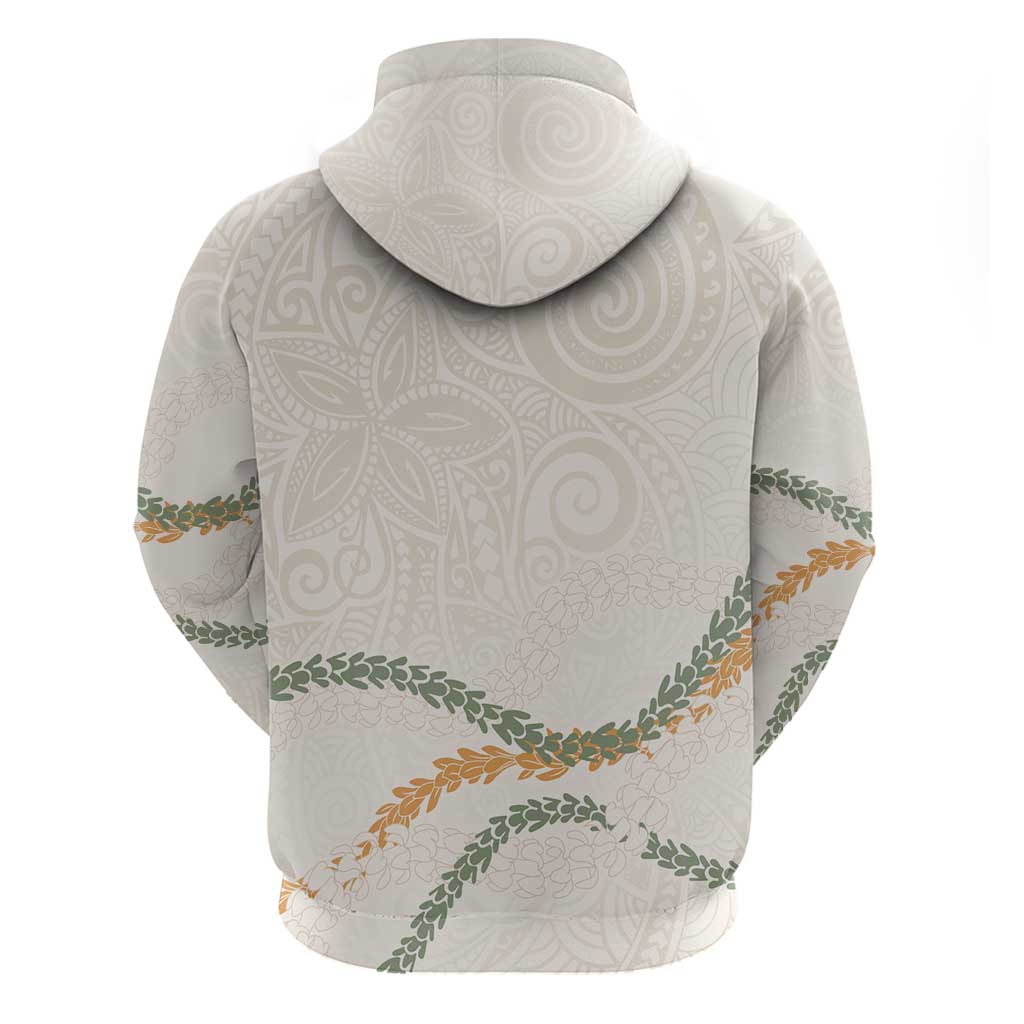 Aloha Lei Mikioi Hoodie Beige Polynesian Tribal Tatau Pattern
